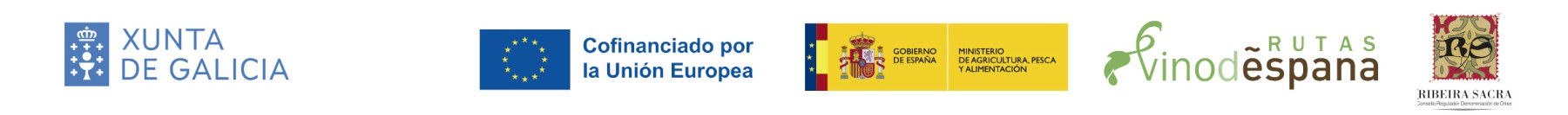 Xunta de Galicia, Unión Europea, Ministerio de Agricultura, Pesca e Alimentación, Rutas del Vino de España e Ribeira Sacra Ruta do Viño